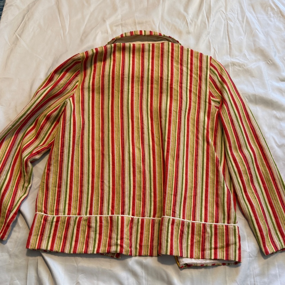 Vintage Striped Jacket Colorful Textured Cotton No Tag - Picture 8 of 8